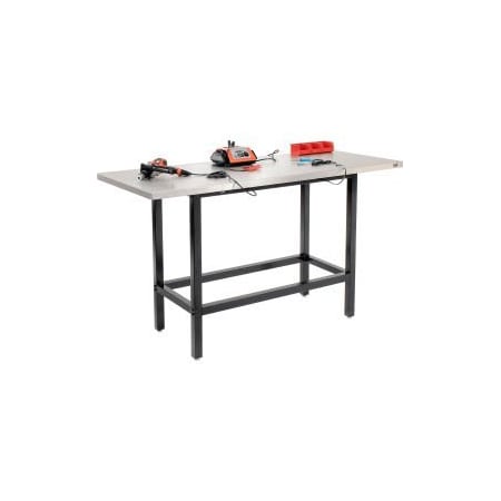 GLOBAL EQUIPMENT Standing Height Workbench w/ SS Square Edge Top, 72"W x 30"D, Black 318952